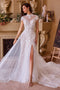 Ladivine WL035 High-Neck Short Sleeve A-Line Bridal Gown