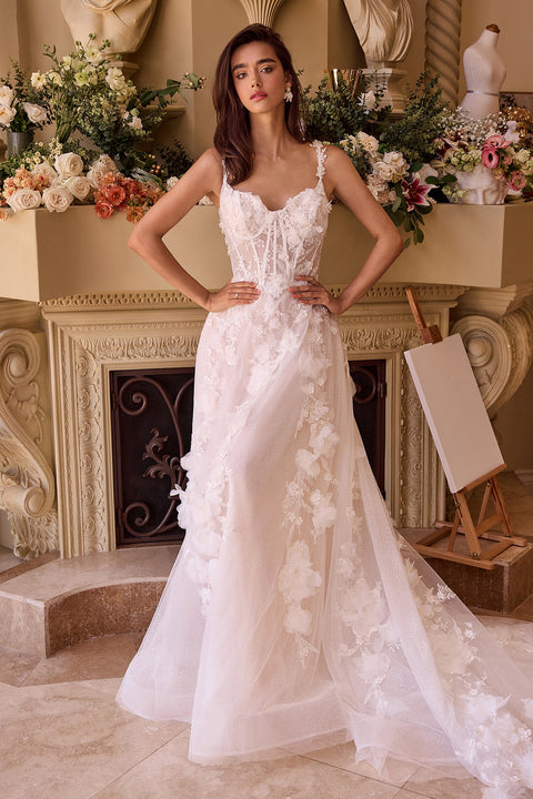 Ladivine WL045 Sleeveless Bridal Gown with 3D Floral Accents