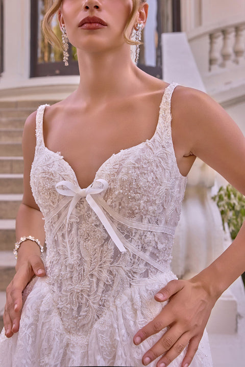 Ladivine WL073 lace sleeveless bridal gown — product view