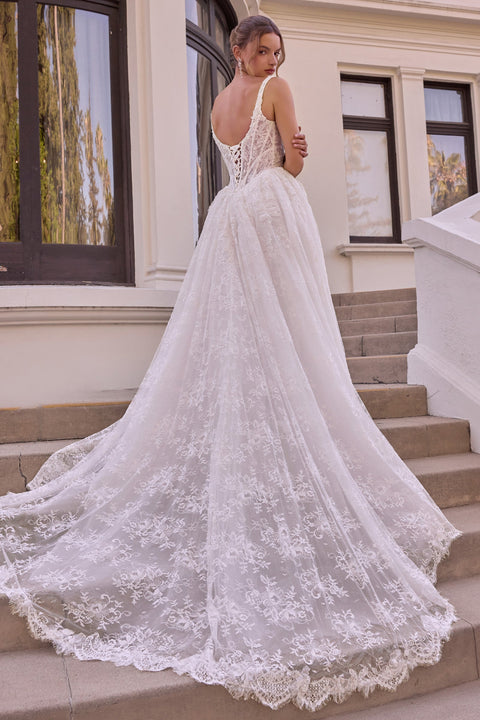 Ladivine WL073 lace sleeveless bridal gown — back view