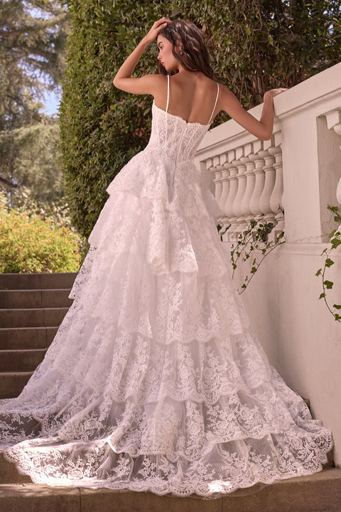 Ladivine WL076 lace sleeveless layered bridal gown — product view