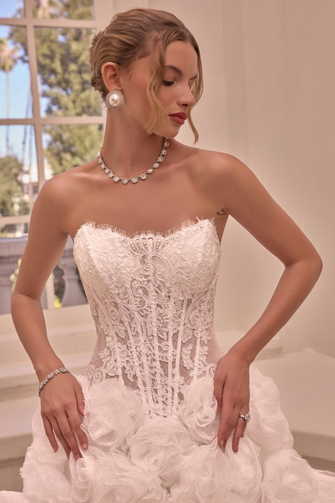 Ladivine WL092 lace strapless rosette bridal gown — product view
