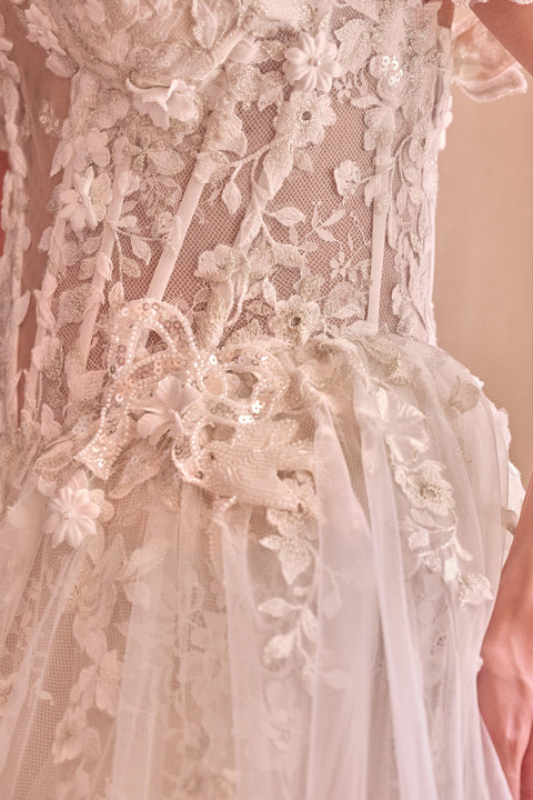 Ladivine WL093 3d floral off shoulder bridal gown — product view