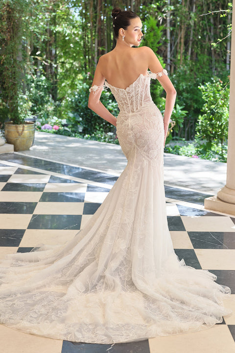 Ladivine WL099 Fitted Off-Shoulder Bridal Gown with Elegant Silhouette