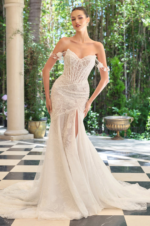 Ladivine WL099 Fitted Off-Shoulder Bridal Gown with Elegant Silhouette
