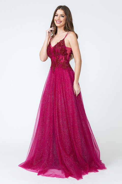 Sequin Long Beaded Formal Prom Dress Lenovia 8182