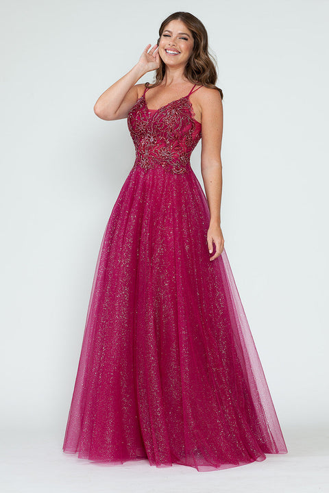 Long Beaded Sequin Formal Prom Dress Lenovia 8183
