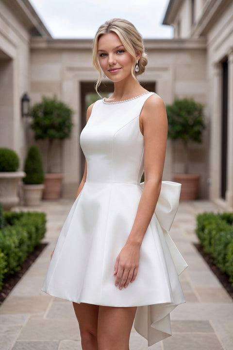 Nox Anabel Y7001W White Short Sleeveless Dress