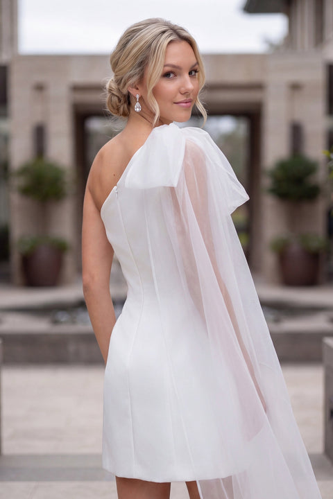 Nox Anabel Y7003W White Short One Shoulder Dress