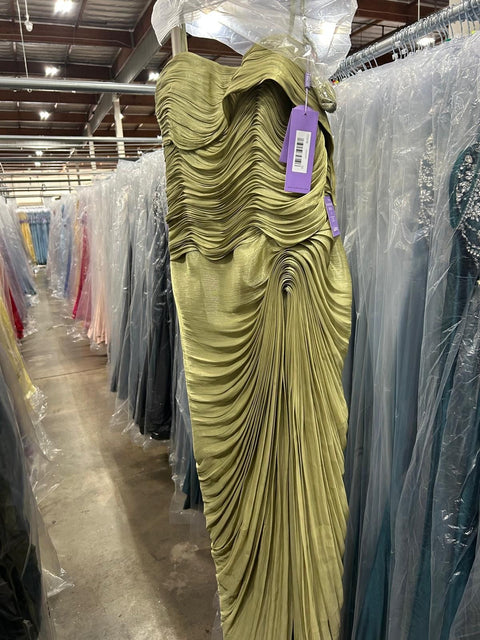 Ladivine CD416 chiffon off shoulder slit gown — product view