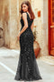 Amelia Couture 7886 Fitted V-Neck Mesh Gown with Appliqué