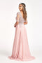 Elizabeth K GL1982 Mid-Sleeve Chiffon Gown with Appliquéd