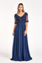 Elizabeth K GL1982 Mid-Sleeve Chiffon Gown with Appliquéd