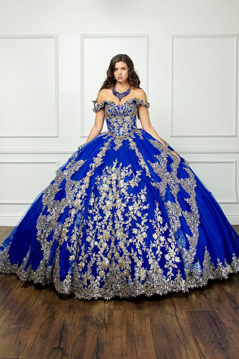 Bella Princess PQ1055 applique off shoulder corset ball gown by petite adele pq1055 — image 14.0