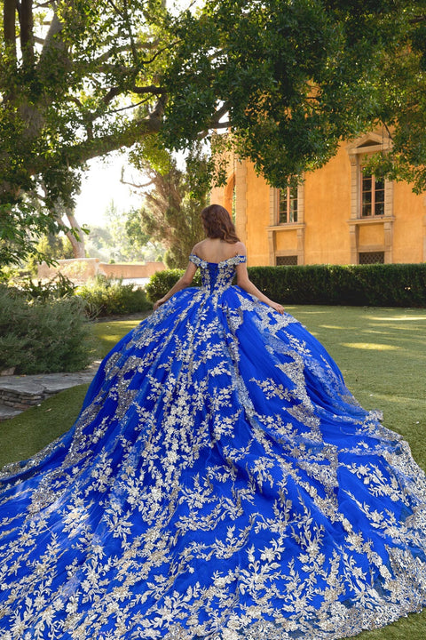 Bella Princess PQ1055 applique off shoulder corset ball gown by petite adele pq1055 — image 8.0
