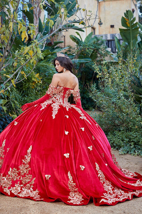Bella Princess PQ1038 applique sweetheart velvet ball gown by petite adele pq1038 — image 2.0