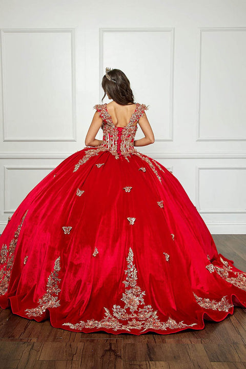 Bella Princess PQ1038 applique sweetheart velvet ball gown by petite adele pq1038 — image 7.0