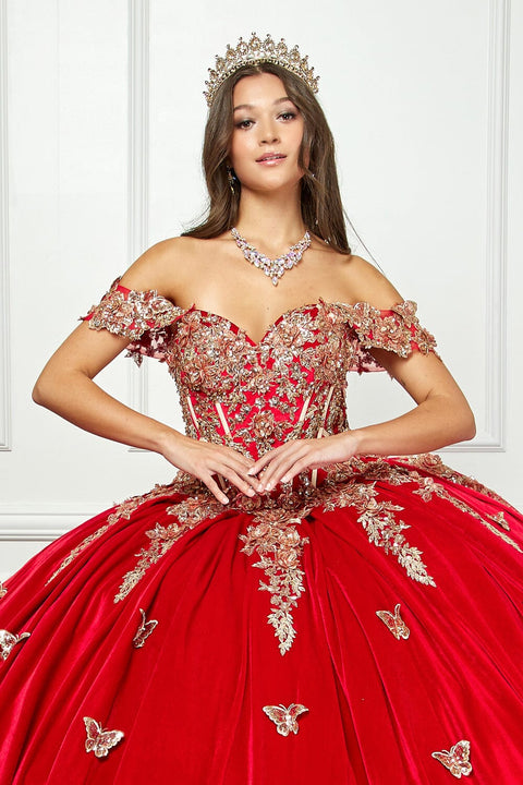 Bella Princess PQ1038 applique sweetheart velvet ball gown by petite adele pq1038 — image 12.0