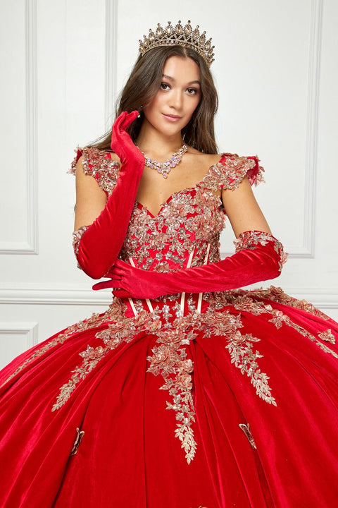 Bella Princess PQ1038 applique sweetheart velvet ball gown by petite adele pq1038 — image 9.0