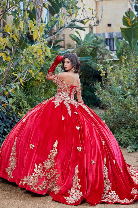 Bella Princess PQ1038 applique sweetheart velvet ball gown by petite adele pq1038 — image 5.0
