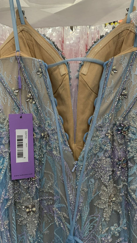 Ladivine CD713 Beaded Lace Strapless Mermaid Dress with Sculpted Silhouette