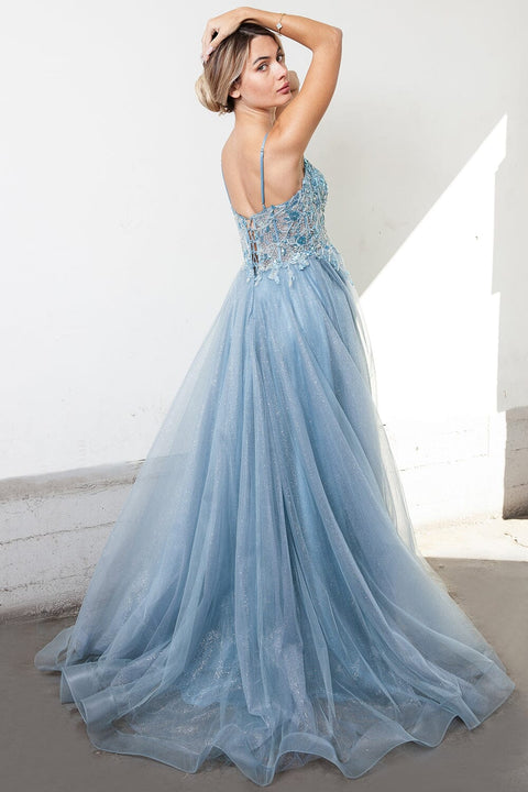 Amelia Couture TM1004 Bead Embroidered Glitter Gown