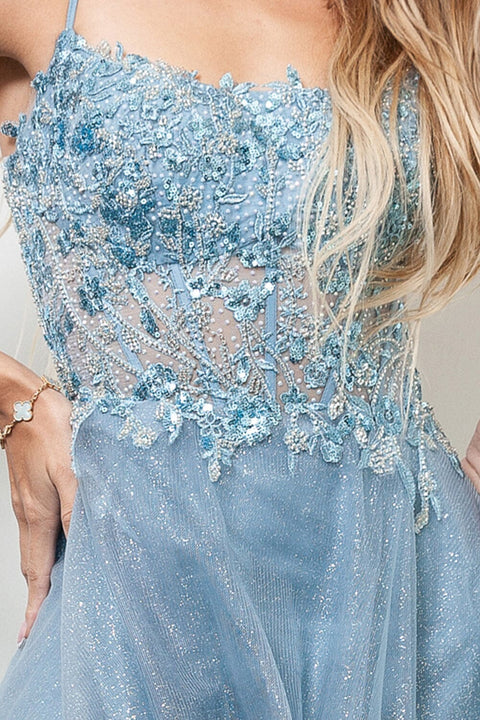 Amelia Couture TM1004 Bead Embroidered Glitter Gown