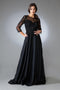 Amelia Couture 7041 Beaded Velvet Chiffon Gown with 3/4 Sleeves