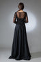 Amelia Couture 7041 Beaded Velvet Chiffon Gown with 3/4 Sleeves