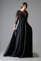 Amelia Couture 7041 Beaded Velvet Chiffon Gown with 3/4 Sleeves