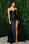 Nox Anabel Fitted Beaded Bustier Satin Gown E1044