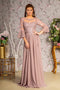 GLS Gloria GL3434 3/4 Sleeve A-Line Gown in Beaded Chiffon