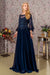 GLS Gloria GL3434 3/4 Sleeve A-Line Gown in Beaded Chiffon