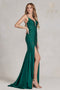 Nox Anabel Fitted Deep V-Neck Gown with Beaded Details E1206