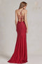 Nox Anabel Fitted Deep V-Neck Gown with Beaded Details E1206