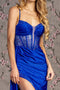 GLS Gloria GL3260 Beaded Glitter Jersey Corset Gown with Slit