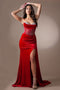 Amelia Couture 5051 Beaded Strapless Velvet Gown with Slit