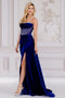 Amelia Couture 5051 Beaded Strapless Velvet Gown with Slit