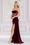 Amelia Couture 5051 Beaded Strapless Velvet Gown with Slit