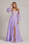 Nox Anabel Butterfly Applique Puff Sleeve Gown K1155