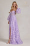 Nox Anabel Butterfly Applique Puff Sleeve Gown K1155