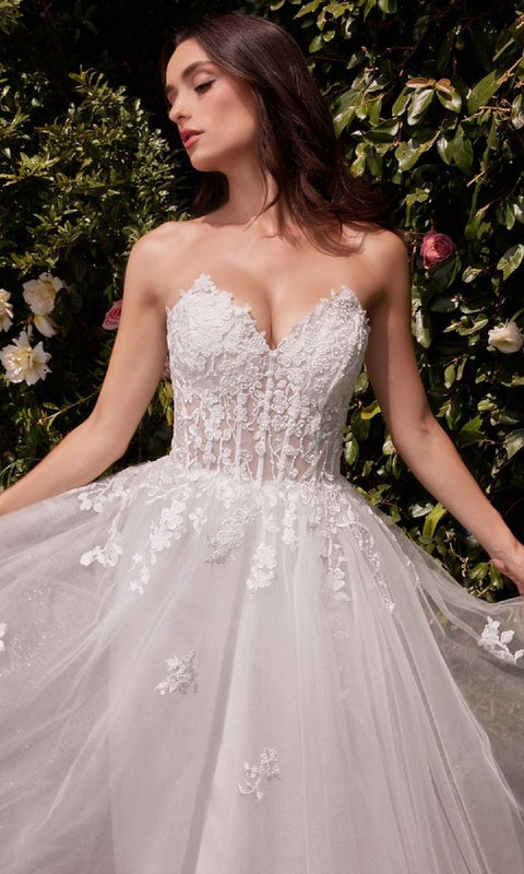 Ladivine C148W Long Bridal Gown with Timeless Elegance