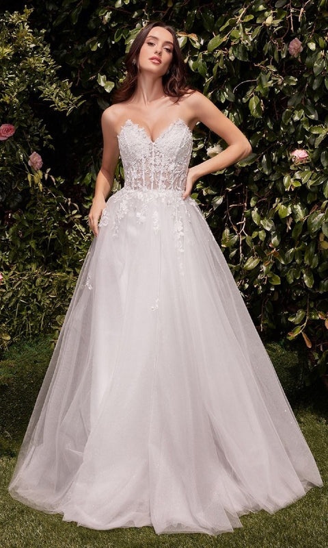 Ladivine C148W Long Bridal Gown with Timeless Elegance