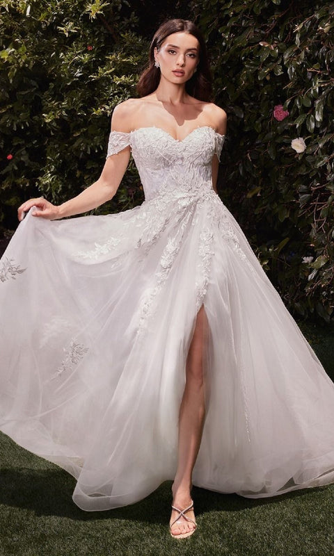 Ladivine C159W Off-White Long Wedding Gown with Timeless Elegance