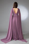 Amelia Couture AC0011 V-Neck Chiffon Gown with Cape Sleeves