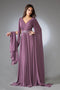 Amelia Couture AC0011 V-Neck Chiffon Gown with Cape Sleeves