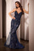 Ladivine CD795 Fitted Appliqué Sleeveless Gown