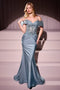 Fitted Applique Satin Corset Gown by Ladivine CD798