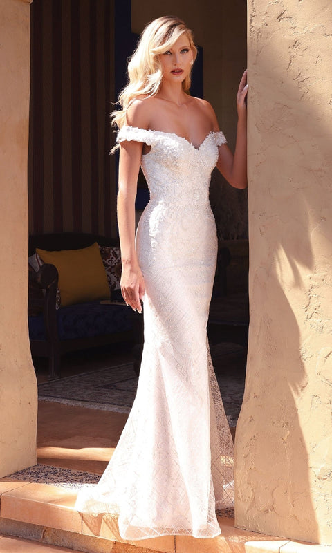 Ladivine CD929 Long Off-White Wedding Gown with Timeless Elegance