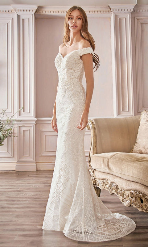 Ladivine CD929 Long Off-White Wedding Gown with Timeless Elegance